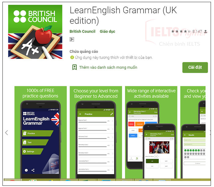 App học ngữ pháp tiếng Anh free