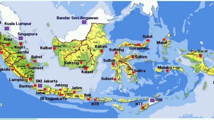 Peta Indonesia - Simak 8 provinsi yang dibentuk pertama saat sidang PPKI.