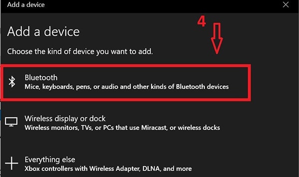 Add a device nhấn chuột chọn Bluetooth