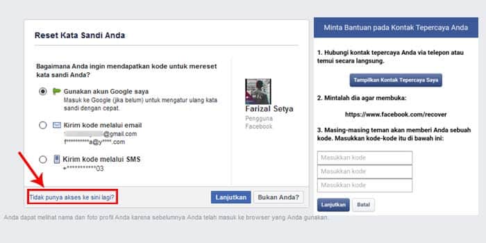 Cara mengembalikan akun Facebook yang lupa kata sandi dan nomornya sudah tidak aktif