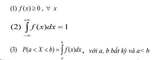 Cho một biến ngẫu nhiên liên tục X có một hàm mật độ
