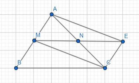 Cho tam giác abc gọi mn lần lượt là trung điểm của ab và ac trên tia đối