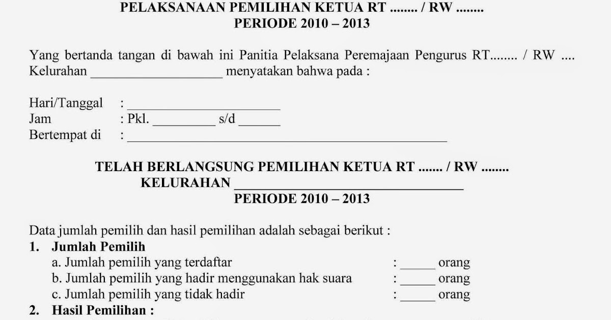 Contoh Surat pernyataan warga untuk pergantian Ketua RT