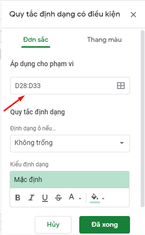 Giá trị trùng trong google sheet