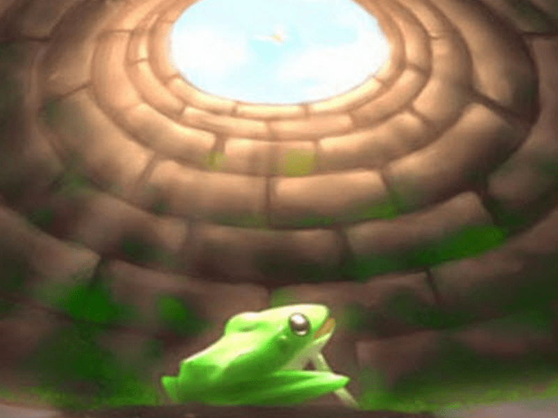Explain the meaning of the idiom frog sitting at the bottom of the well has no body