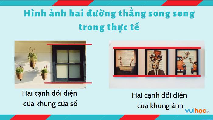 Hình ảnh hai đường thẳng song song trong thực tế