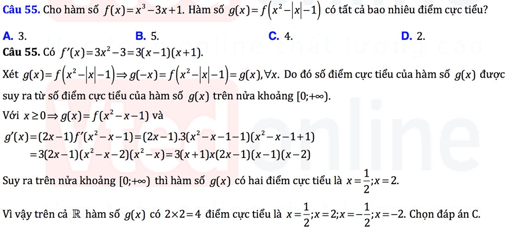 Hàm số f(x)=x^4 x+1 2 có bao nhiêu điểm cực trị