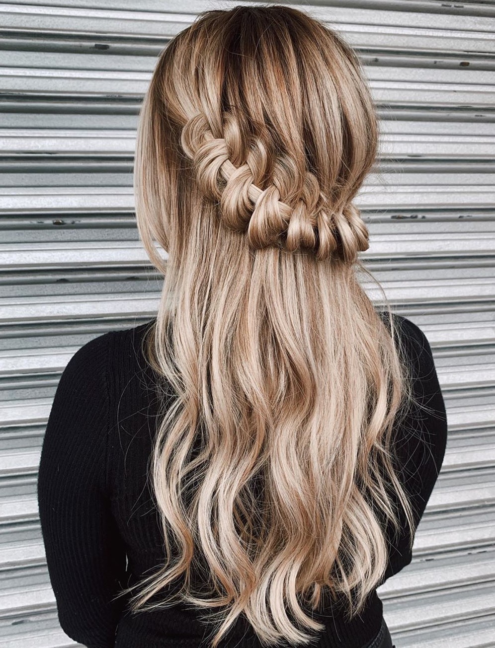 half crown braid curly