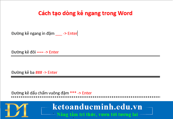 Cách làm dấu gạch ngang trong word