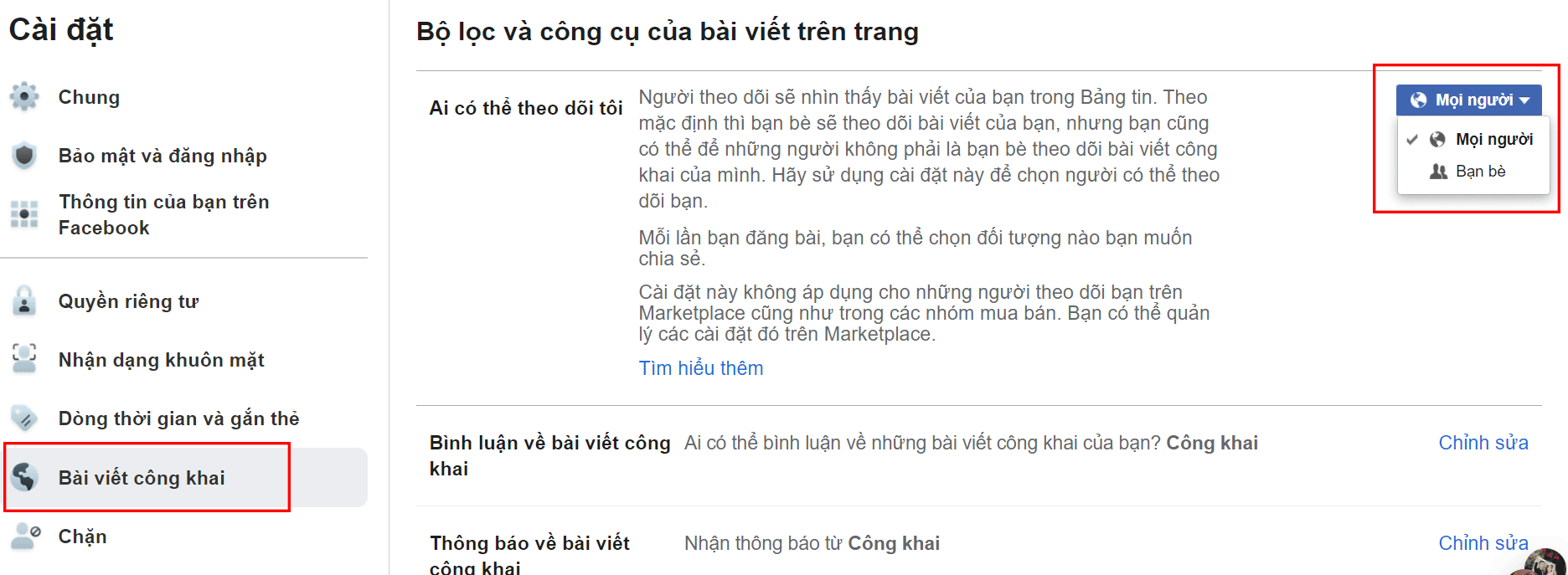 Bật nút theo dõi facebook công khai trên máy tính - 3