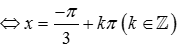 Nghiệm của phương trình sin(x+pi/3)=0 là A. x=-pi/3 +kpi (k thuôc Z) (ảnh 2)