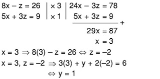 Nilai x y dan z yang memenuhi sistem persamaan 3x 2y-z 13 2x 4y z 15 4x y 2z 3 adalah
