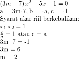 Persamaan kuadrat yang akar akarnya − 6 dan − 1 adalah
