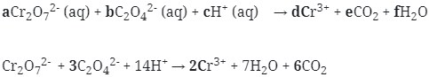 Reaksi redoks berikut disetarakan dengan cara bilangan oksidasi