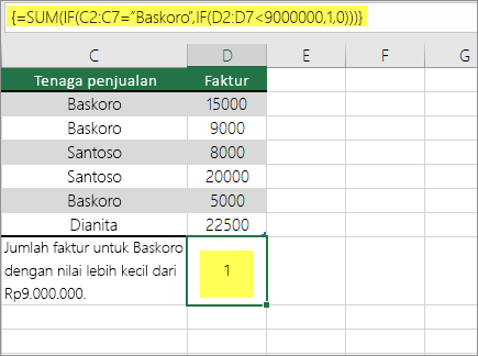 Rumus Excel menghitung berapa kali muncul