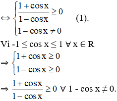 Tìm tập xác định của hàm số y = căn 1 trừ cos x + cot x