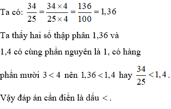 Toán lớp 5 so sánh số thập phân