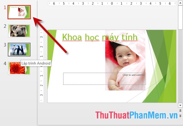 Kết quả Slide bị ẩn được hiển thị