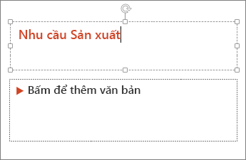 Hiển thị thao tác thêm văn bản vào trường văn bản trong PowerPoint