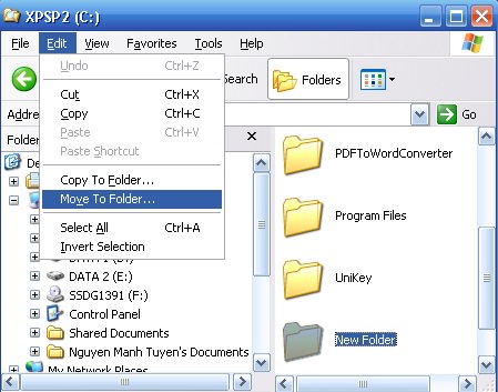Trong windows explorer, xóa các tệp thư mục thực hiện như sau: