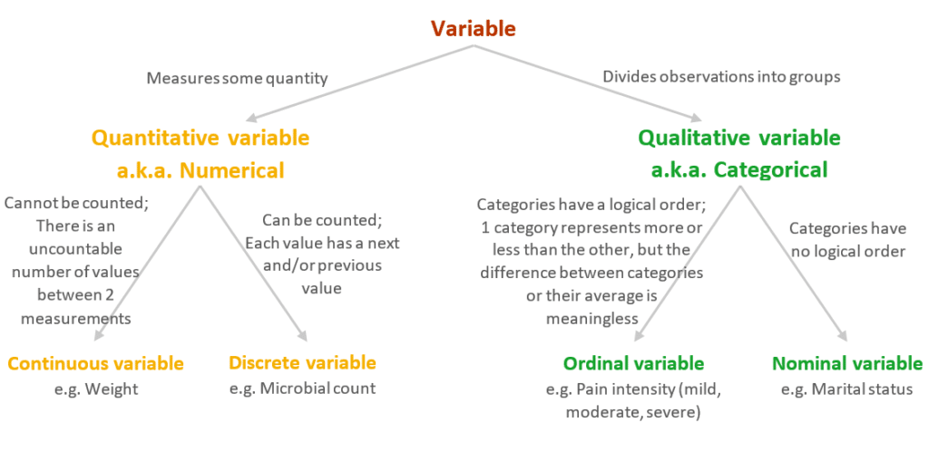 Variables can take on any value in some interval.