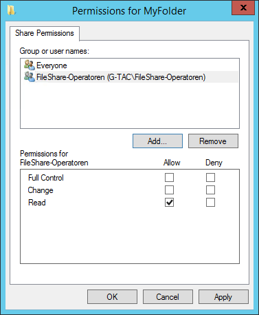 When we use both share and NTFS permission which one is applied?