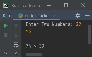 Write a python program to print the larger number between 2 numbers given by user